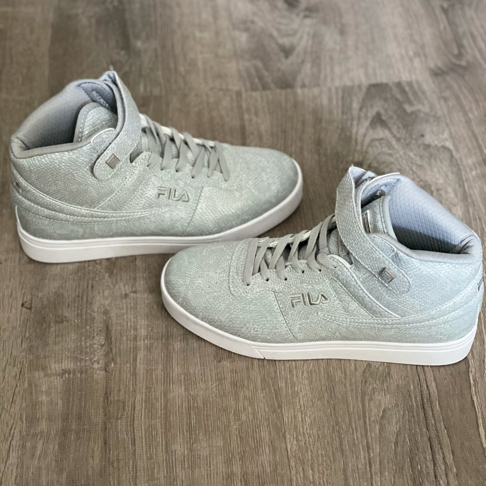 FILA snakeskin print high top sneakers